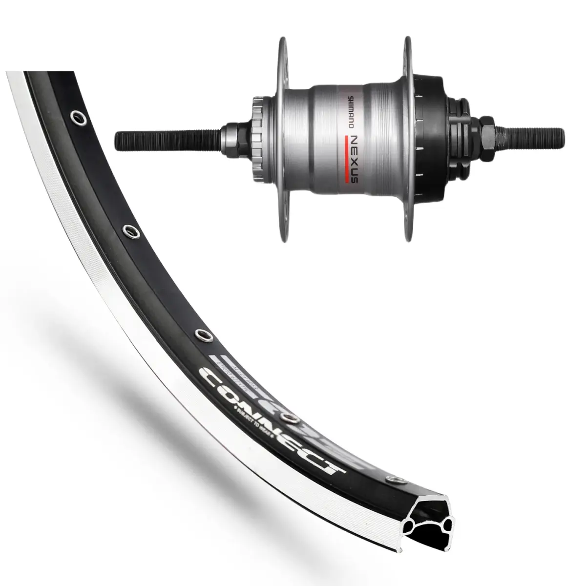 Achterwiel Rodi Connect - 622 x 19C - Shimano Nexus SG-3R40 - 3 Speed Rollerbrake - Zwart Achterwiel 28 inch Shimano Nexus SG-3R40 Rodi Connect Zwart geslepen met zwarte velg en zilveren zijkant